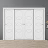 Four Sliding Minimal Wardrobe Doors & Frame Kit - V-Line® Grooved Flush Door V011 - Premium Primed - Six Colour Options