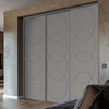 Three Sliding Minimal Wardrobe Doors & Frame Kit - V-Line® Grooved Flush Door V011 - Premium Primed - Six Colour Options