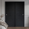 Two Sliding Minimal Wardrobe Doors & Frame Kit - V-Line® Grooved Flush Door V011 - Premium Primed - Six Colour Options