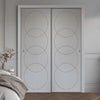 Two Sliding Minimal Wardrobe Doors & Frame Kit - V-Line® Grooved Flush Door V011 - Premium Primed - Six Colour Options