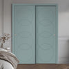 Two Sliding Minimal Wardrobe Doors & Frame Kit - V-Line® Grooved Flush Door V011 - Premium Primed - Six Colour Options