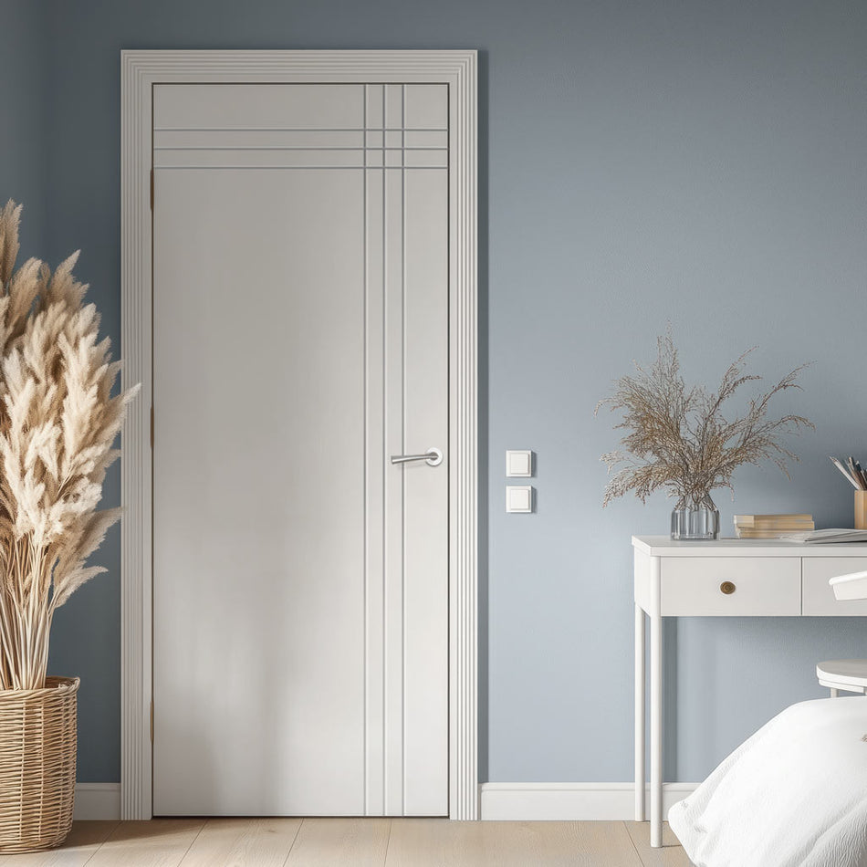V-Line® Grooved Flush Door V019 - Premium Primed - Six Colour Options