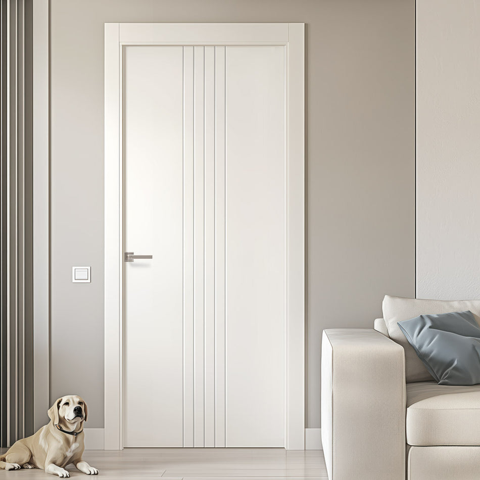 V-Line® Grooved Flush Door V021 - Premium Primed - Six Colour Options