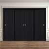 Four Sliding Maximal Wardrobe Doors & Frame Kit - V-Line® Grooved Flush Door V021 - Premium Primed - Six Colour Options