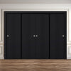 Four Sliding Minimal Wardrobe Doors & Frame Kit - V-Line® Grooved Flush Door V021 - Premium Primed - Six Colour Options