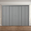 Four Sliding Maximal Wardrobe Doors & Frame Kit - V-Line® Grooved Flush Door V021 - Premium Primed - Six Colour Options