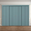 Four Sliding Maximal Wardrobe Doors & Frame Kit - V-Line® Grooved Flush Door V021 - Premium Primed - Six Colour Options