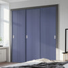 Three Sliding Minimal Wardrobe Doors & Frame Kit - V-Line® Grooved Flush Door V021 - Premium Primed - Six Colour Options