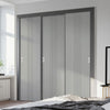 Three Sliding Minimal Wardrobe Doors & Frame Kit - V-Line® Grooved Flush Door V021 - Premium Primed - Six Colour Options