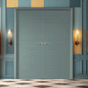 V-Line® Grooved Flush Door Pair V022 - Premium Primed - Six Colour Options