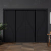 Four Sliding Minimal Wardrobe Doors & Frame Kit - V-Line® Grooved Flush Door V027 - Premium Primed - Six Colour Options