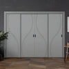 Four Sliding Minimal Wardrobe Doors & Frame Kit - V-Line® Grooved Flush Door V027 - Premium Primed - Six Colour Options