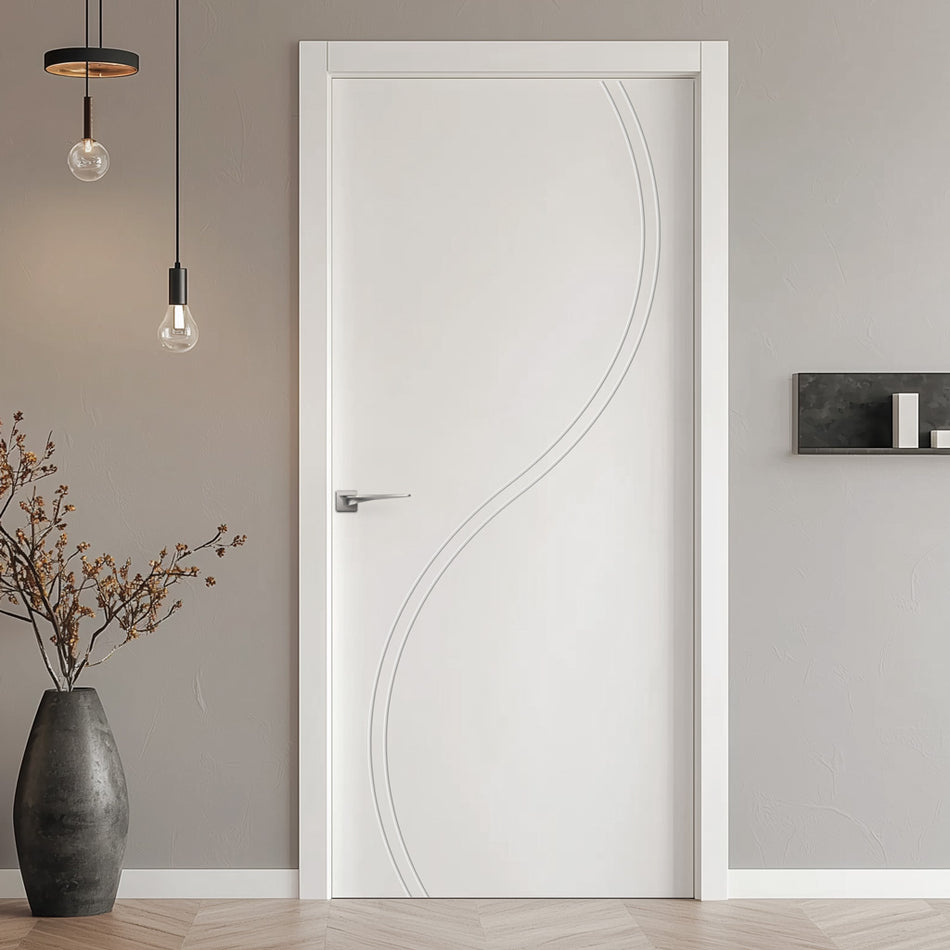V-Line® Grooved Flush Door V027 - Premium Primed - Six Colour Options