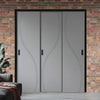 Three Sliding Minimal Wardrobe Doors & Frame Kit - V-Line® Grooved Flush Door V027 - Premium Primed - Six Colour Options