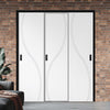 Three Sliding Minimal Wardrobe Doors & Frame Kit - V-Line® Grooved Flush Door V027 - Premium Primed - Six Colour Options