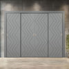 Four Sliding Minimal Wardrobe Doors & Frame Kit - V-Line® Grooved Flush Door V031 - Premium Primed - Six Colour Options