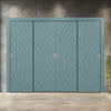 Four Sliding Minimal Wardrobe Doors & Frame Kit - V-Line® Grooved Flush Door V031 - Premium Primed - Six Colour Options