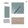 Top Mounted Black Sliding Track & Solid Wood Double Doors - V-Line® Grooved Flush Doors V031 - Premium Primed - Six Colour Options