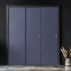 Three Sliding Minimal Wardrobe Doors & Frame Kit - V-Line® Grooved Flush Door V031 - Premium Primed - Six Colour Options