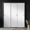 Three Sliding Minimal Wardrobe Doors & Frame Kit - V-Line® Grooved Flush Door V031 - Premium Primed - Six Colour Options