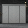 Four Sliding Maximal Wardrobe Doors & Frame Kit - V-Line® Grooved Flush Door V070 - Premium Primed - Six Colour Options