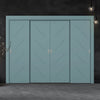 Four Sliding Maximal Wardrobe Doors & Frame Kit - V-Line® Grooved Flush Door V070 - Premium Primed - Six Colour Options