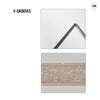 Top Mounted Black Sliding Track & Solid Wood Double Doors - V-Line® Grooved Flush Doors V070 - Premium Primed - Six Colour Options