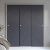 Three Sliding Minimal Wardrobe Doors & Frame Kit - V-Line® Grooved Flush Door V070 - Premium Primed - Six Colour Options
