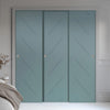 Three Sliding Minimal Wardrobe Doors & Frame Kit - V-Line® Grooved Flush Door V070 - Premium Primed - Six Colour Options