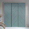 Three Sliding Maximal Wardrobe Doors & Frame Kit - V-Line® Grooved Flush Door V070 - Premium Primed - Six Colour Options