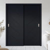 Two Sliding Minimal Wardrobe Doors & Frame Kit - V-Line® Grooved Flush Door V070 - Premium Primed - Six Colour Options
