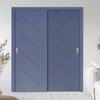 Two Sliding Minimal Wardrobe Doors & Frame Kit - V-Line® Grooved Flush Door V070 - Premium Primed - Six Colour Options