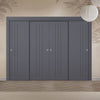 Four Sliding Maximal Wardrobe Doors & Frame Kit - V-Line® Grooved Flush Door V073/V073A - Premium Primed - Six Colour Options