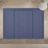 Four Sliding Maximal Wardrobe Doors & Frame Kit - V-Line® Grooved Flush Door V073/V073A - Premium Primed - Six Colour Options
