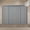 Four Sliding Maximal Wardrobe Doors & Frame Kit - V-Line® Grooved Flush Door V073/V073A - Premium Primed - Six Colour Options