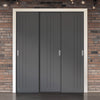 Three Sliding Minimal Wardrobe Doors & Frame Kit - V-Line® Grooved Flush Door V073/V073A - Premium Primed - Six Colour Options