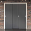 Three Sliding Minimal Wardrobe Doors & Frame Kit - V-Line® Grooved Flush Door V073/V073A - Premium Primed - Six Colour Options