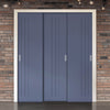 Three Sliding Minimal Wardrobe Doors & Frame Kit - V-Line® Grooved Flush Door V073/V073A - Premium Primed - Six Colour Options
