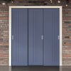Three Sliding Minimal Wardrobe Doors & Frame Kit - V-Line® Grooved Flush Door V073/V073A - Premium Primed - Six Colour Options