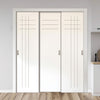 Three Sliding Minimal Wardrobe Doors & Frame Kit - V-Line® Grooved Flush Door V074/V074A - Premium Primed - Six Colour Options