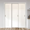 Three Sliding Minimal Wardrobe Doors & Frame Kit - V-Line® Grooved Flush Door V074/V074A - Premium Primed - Six Colour Options