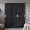 Three Sliding Minimal Wardrobe Doors & Frame Kit - V-Line® Grooved Flush Door V075 - Premium Primed - Six Colour Options