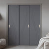 Three Sliding Minimal Wardrobe Doors & Frame Kit - V-Line® Grooved Flush Door V075 - Premium Primed - Six Colour Options