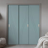 Three Sliding Minimal Wardrobe Doors & Frame Kit - V-Line® Grooved Flush Door V075 - Premium Primed - Six Colour Options