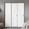 Three Sliding Minimal Wardrobe Doors & Frame Kit - V-Line® Grooved Flush Door V075 - Premium Primed - Six Colour Options