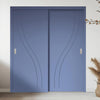 Two Sliding Minimal Wardrobe Doors & Frame Kit - V-Line® Grooved Flush Door V075 - Premium Primed - Six Colour Options