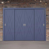 Four Sliding Minimal Wardrobe Doors & Frame Kit - V-Line® Grooved Flush Door V077 - Premium Primed - Six Colour Options