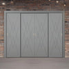 Four Sliding Minimal Wardrobe Doors & Frame Kit - V-Line® Grooved Flush Door V077 - Premium Primed - Six Colour Options