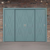 Four Sliding Minimal Wardrobe Doors & Frame Kit - V-Line® Grooved Flush Door V077 - Premium Primed - Six Colour Options