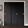 Three Sliding Minimal Wardrobe Doors & Frame Kit - V-Line® Grooved Flush Door V077 - Premium Primed - Six Colour Options